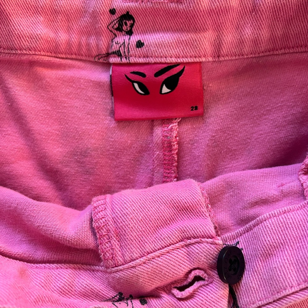 Lazy Oaf x Kita Pink Cropped Pinup Girl Utility Pants - Picture 5 of 6